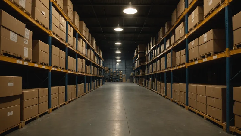 Dusty warehouse section with aging unsold inventory