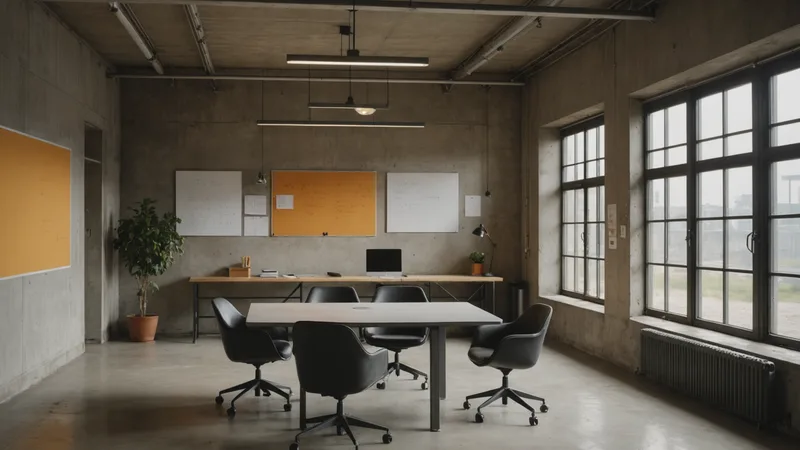 Small focused team working in an industrial planning office environment