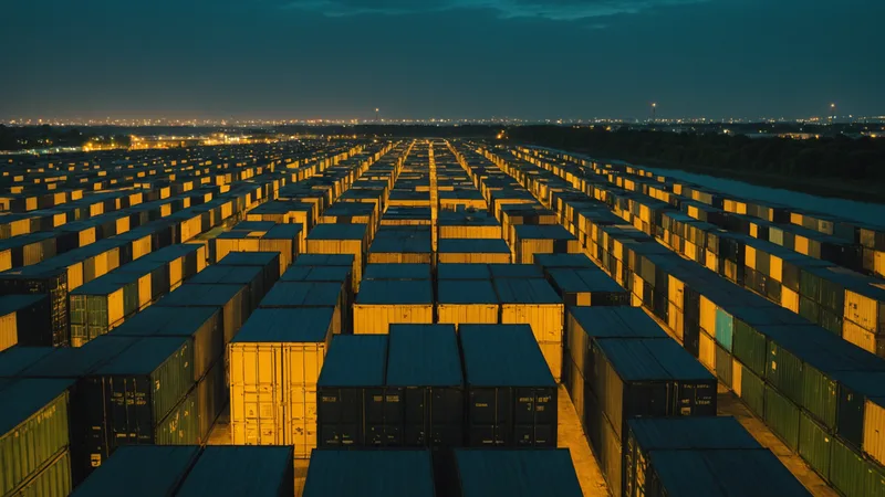 Cargo shipping containers representing supply chain logistics